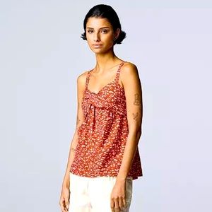 NWT Simply Vera Vera Wang Twist Front Tank Top Orange Red Spring Summer
